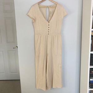 American Eagle Cream Knit Jumpsuit